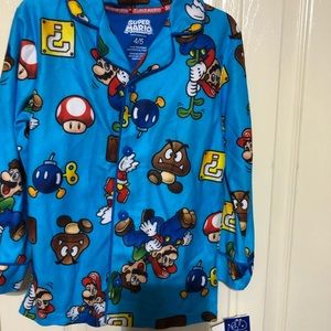 2piece Super Mario blue red long sleeve pajama top and pant set size small (6/7)